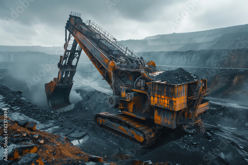 Large Crane Operating in Coal Pit