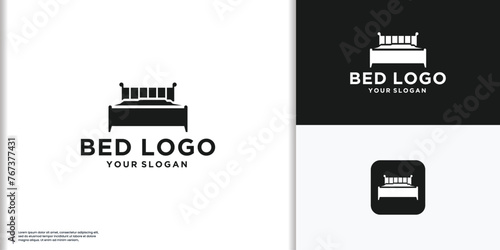 Creative premium of symbol bed furniture logo. Luxury universal interior design logotype idea symbol
