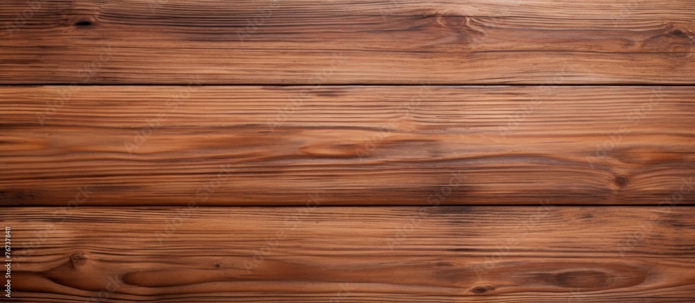 A closeup shot displaying the intricate pattern of a brown hardwood plank table with a glossy varnish finish, set against a blurred background A closeup shot displaying the intricate pattern of a brown hardwood plank table with a glossy varnish finish, set against a blurred background