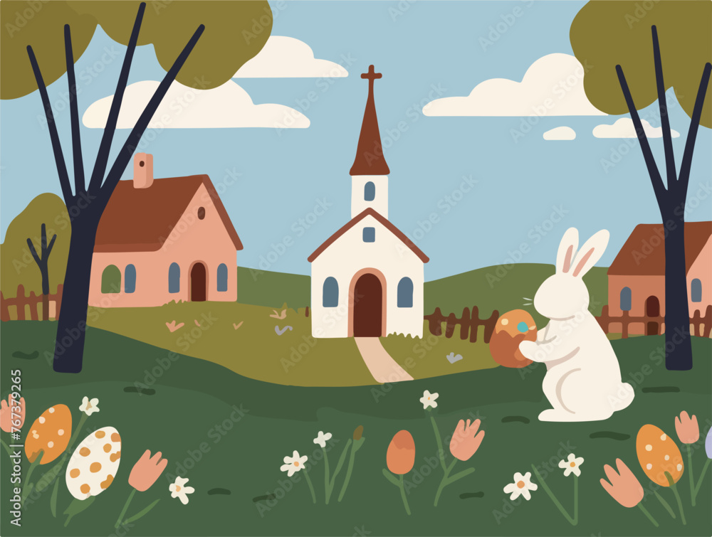Easter Delights. Flat Vector Illustration Design for Celebrating Easter Day.