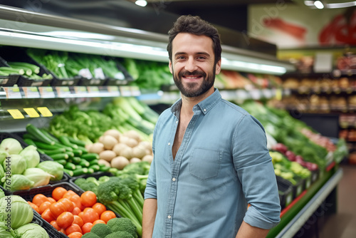 Healthy Choices, Happy Life: Man Enjoying the Veggie Section