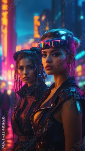 Cyber punk styles and two women