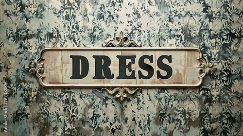 A word, "DRESS", stands out on a plain background in this image.