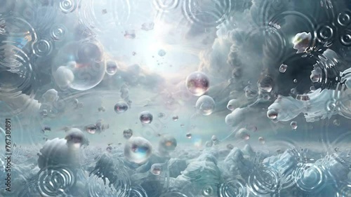 fundo ilustrativo nuvens e bolhas  photo