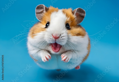 Hamster on blue background
