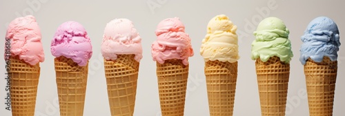 Colorful and delicious ice cream banner with assorted flavors and room for customized text