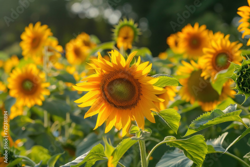Sunflower Field Basking in Sunlight