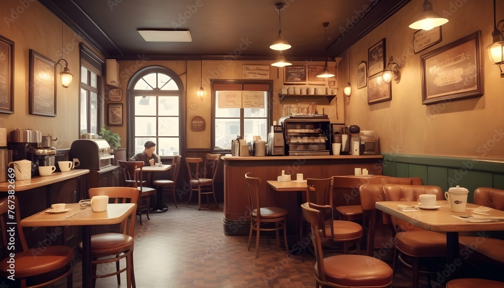 Nostalgic Vintage Style Cafe Scene With Cozy Ambi Upscaled 3