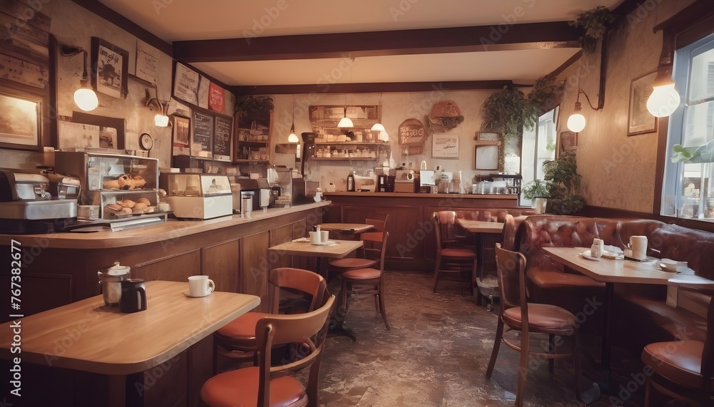Nostalgic Vintage Style Cafe Scene With Cozy Ambi Upscaled 2