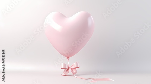HD capture of a mockup featuring a heart-shaped balloon in a soft pastel color, tied with a delicate ribbon, set against a clean white background, evoking a sense of romance.