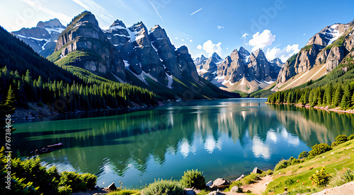 lake and mountains