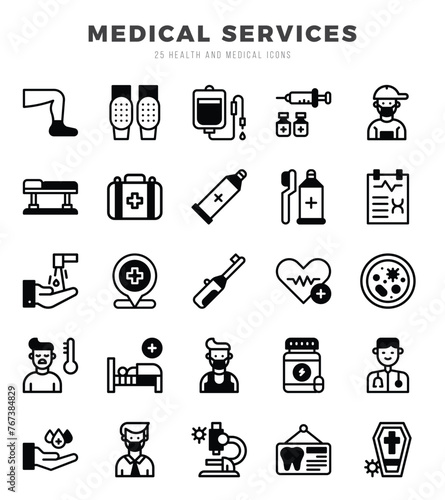 MEDICAL SERVICES icons set. Collection of simple Lineal Fill web icons.