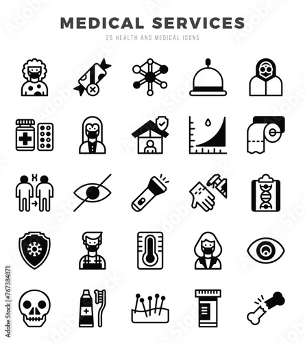 MEDICAL SERVICES web icons in Lineal Fill style.