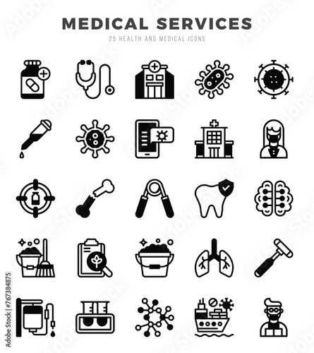 MEDICAL SERVICES icon pack for your website. mobile. presentation. and logo design.
