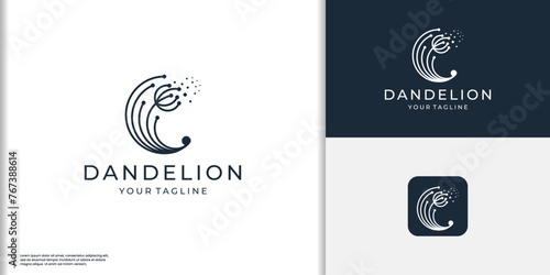 Dandelion logo. Delicate, delicate, cool, fresh, light.