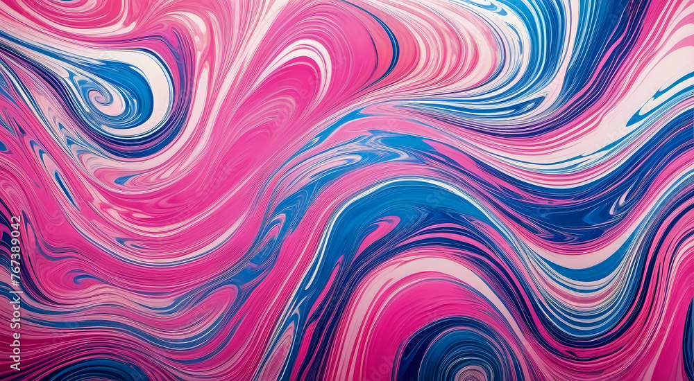 Obraz premium a vibrant digital marbling pattern with swirling hues of pink, blue, and white creating a fluid, abstract design