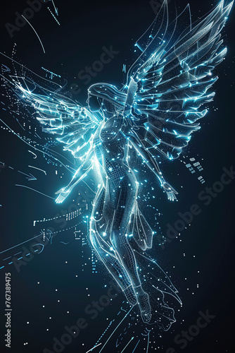 Abstract illustration of an Angel. The illustration consists of energy lines. Design of clothes  albums  notebooks. banners  postcards