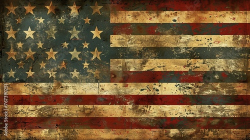 Vintage Rustic American Flag Wall Art
