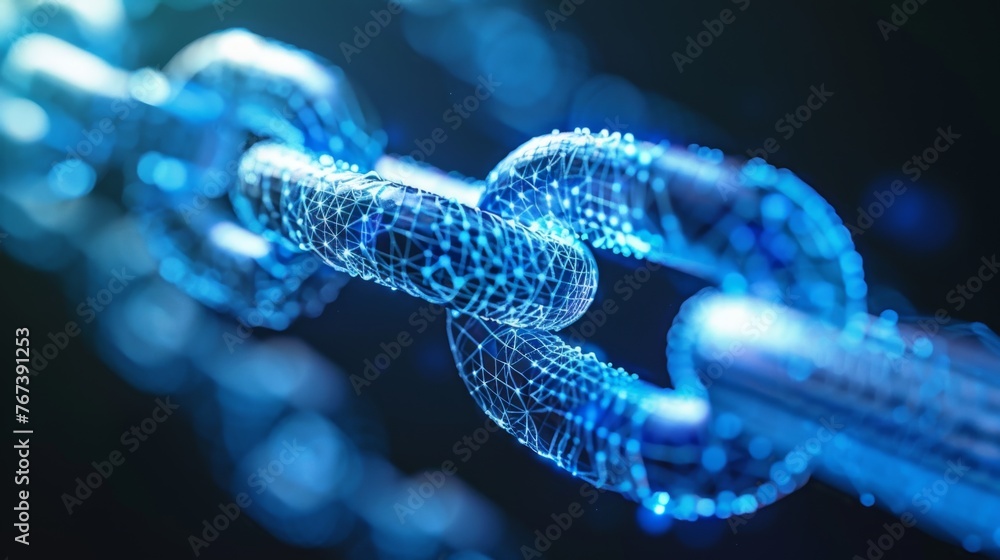 abstract illustration of a blue digital chain