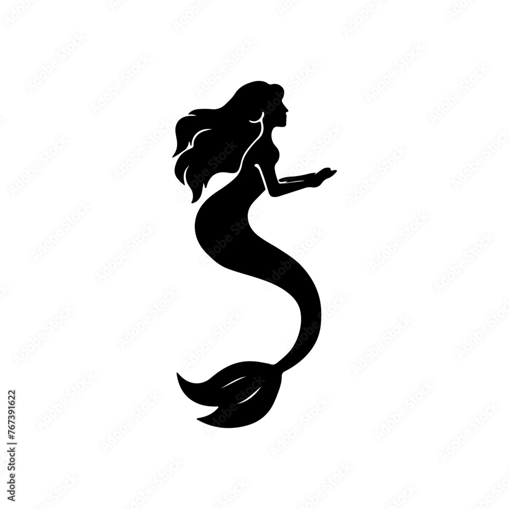 silhouette of mermaid side view silhouette of mermaid side view