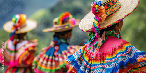 Colorful Traditional Andean Dance Attire in Focus