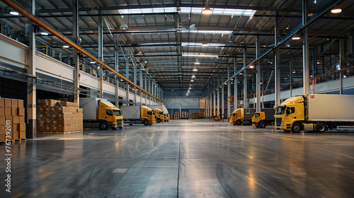 Warehouse Filled With Yellow Trucks