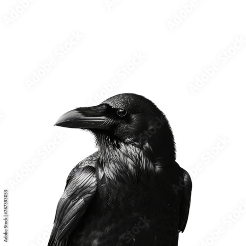 Black raven isolated on transparent background