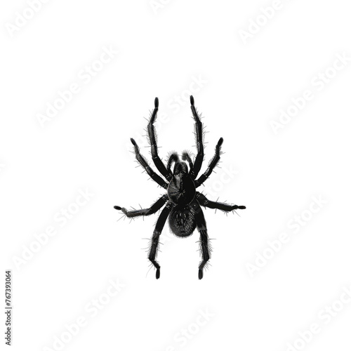 Black spider isolated on transparent background