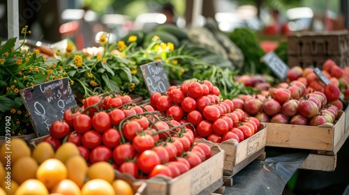 A diverse selection of vibrant organic vegetables presented at a local farmers market stand..