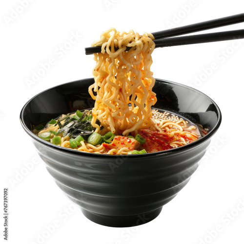 Bowl of ramen noodles isolated on transparent background