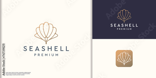 geometry line the pearl logo inspiration. premium vector sea shell logo line style.