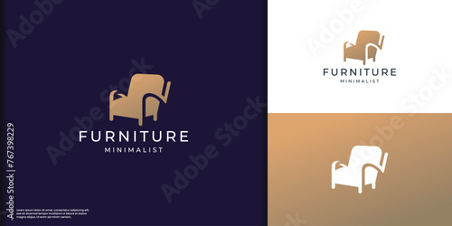furniture chair logo design for store. minimal concept flat for furniture logo inspiration.