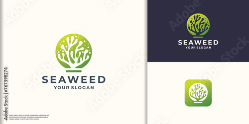 modern and minimalist Seaweed logo design inspiration with gradient green color.