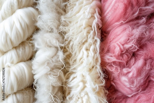 close up of different types of wool fabric