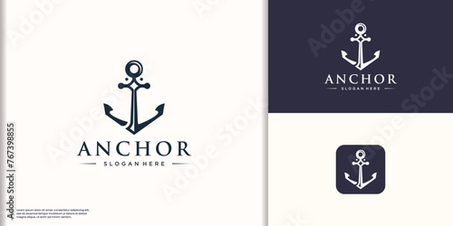 inspiration anchor logo design template vector. vintage retro anchor symbol illustration.