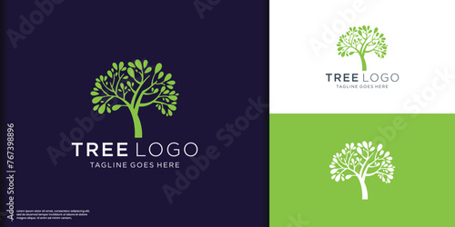 tree logo design template. inspiration tree plant vector with gradient color modern branding.