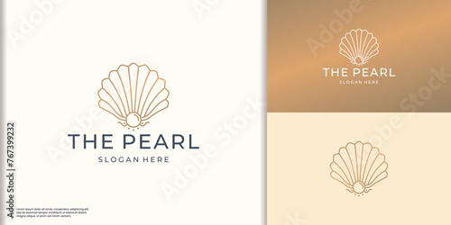 geometric line art the Pearl shell logo inspiration.