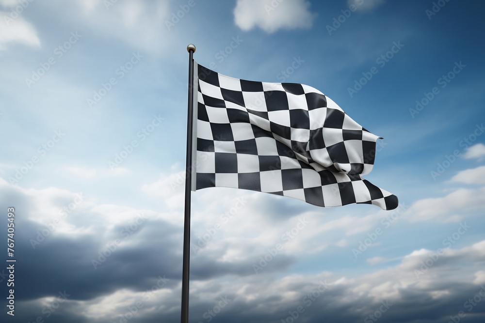Waving black and white checkered flag