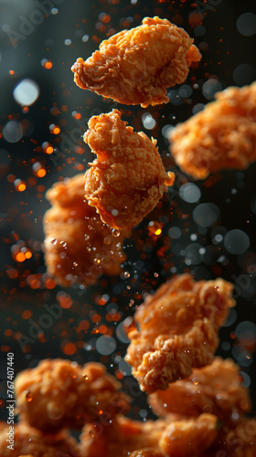Fried Chicken Explosion: Mid-Air Toss with Spices