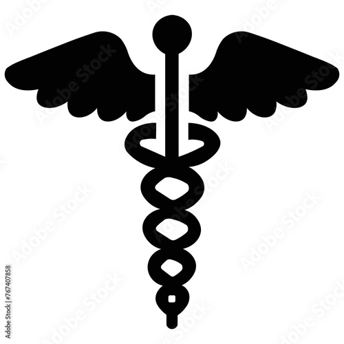 Symbol of Dentistry Caduceus of Hermes. Illustration indicating a professional in the field of dentistry.