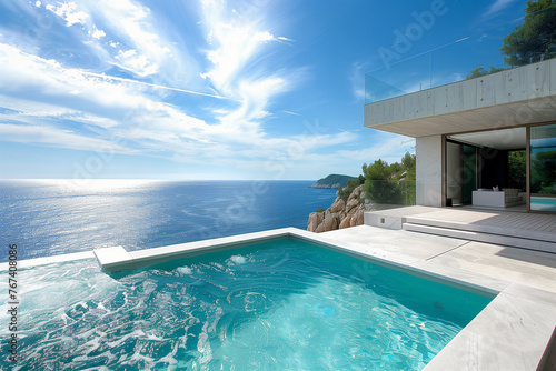 Luxury mediterranean summer villa with swimming pool  holiday resort  relaxation