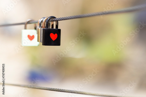 Padlocks with painted hearts