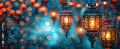 Illustration of a traditional Arabic lantern for Ramadan celebration background