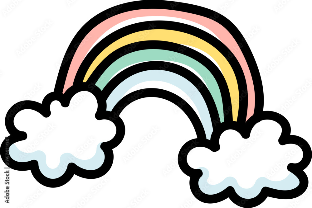 rainbow with cloud doodle