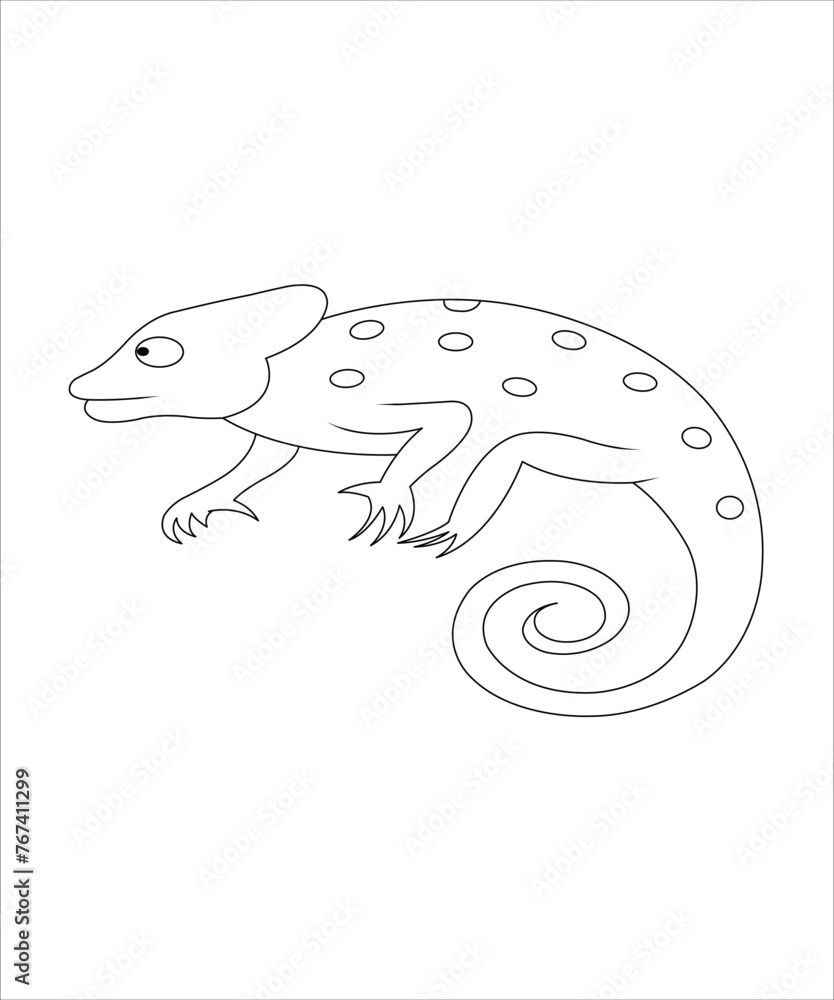 Chameleon Coloring Book Page For KIds