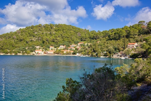 Mljet National Park - Babine Kuce village in Veliko jezero bay, Dalmatian coast, Croatia