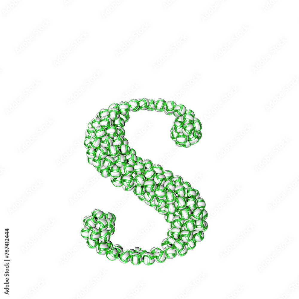 Symbol made of green volleyballs. letter s Symbol made of green volleyballs. letter s
