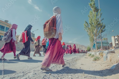 A group of Middle Eastern students go to school