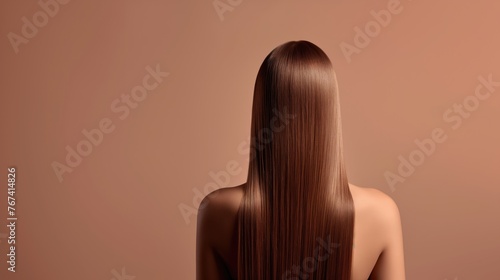 Wallpaper Mural Rear view of a beautiful brunette woman with long smooth straight hairs on isolated background with space for copy Torontodigital.ca