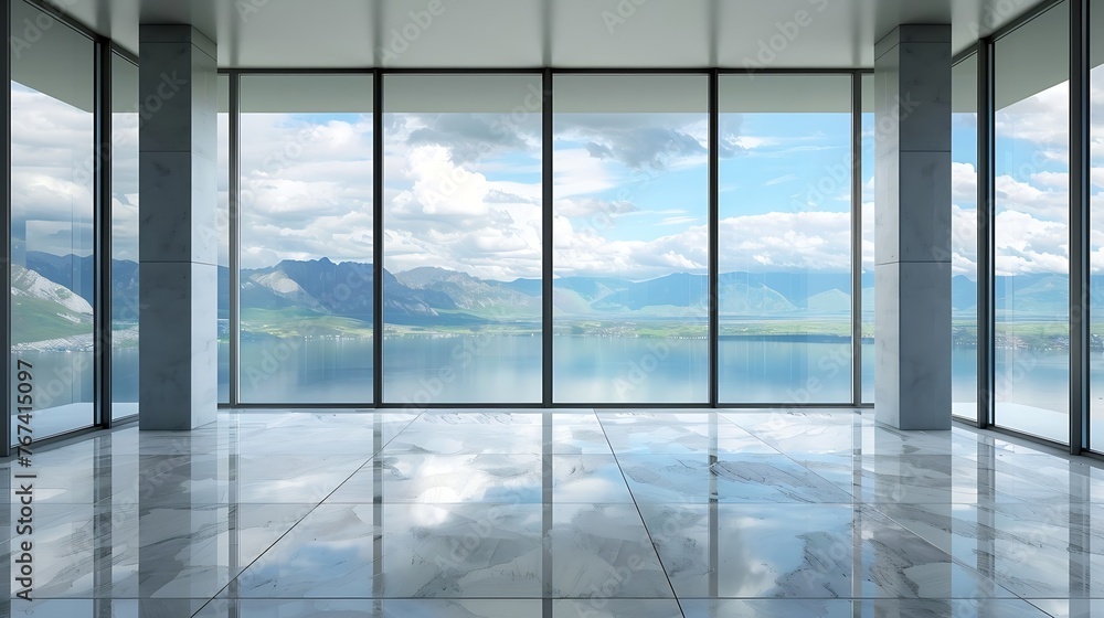 Generative AI : Large windows with floor-to-ceiling windows and beautiful views from the window Generative AI : Large windows with floor-to-ceiling windows and beautiful views from the window